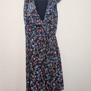 Draper James Large RSVP Ruffle Wrap Dress Blue Floral Cottagecore Short Sleeve‎